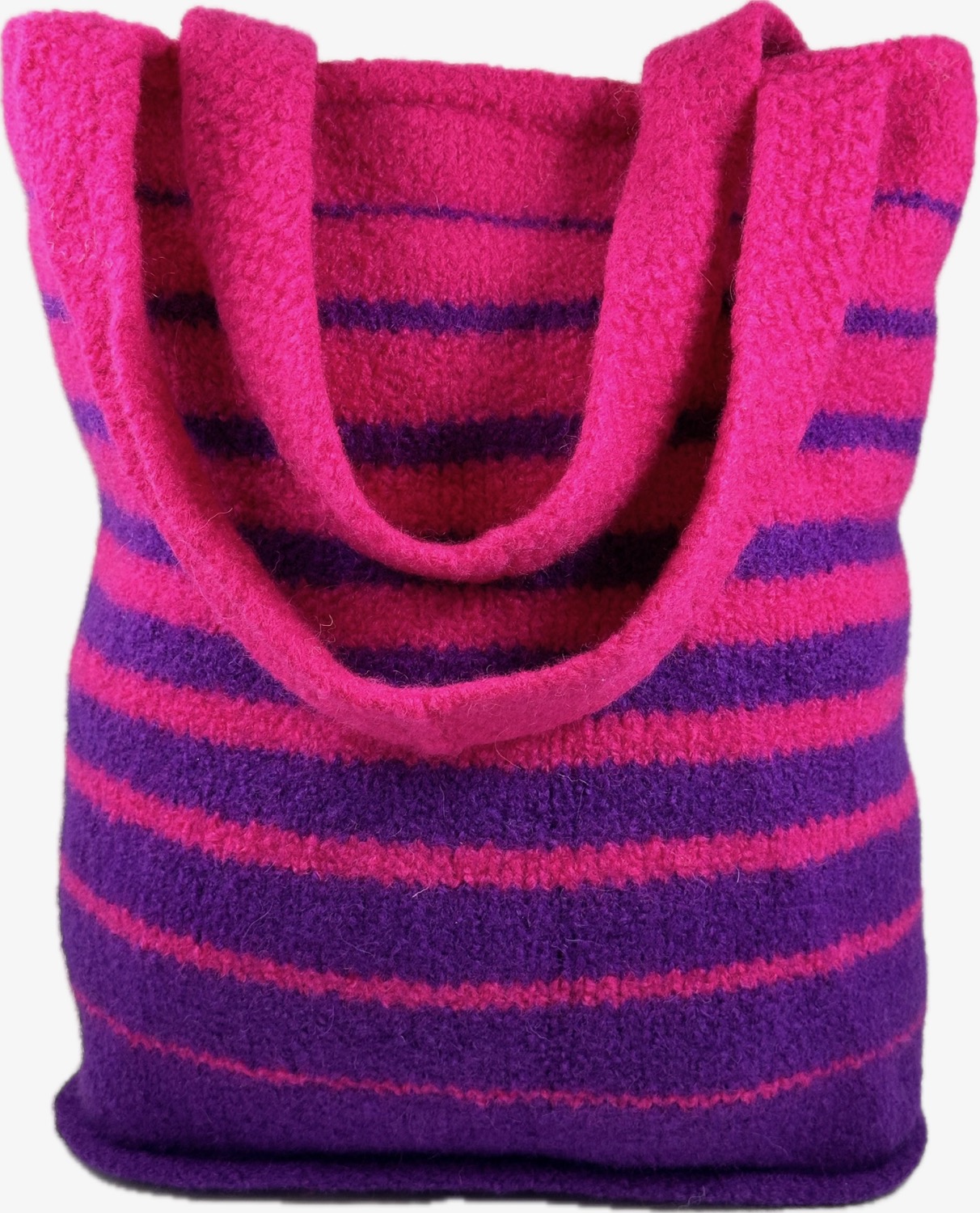 Purple and hot pink felted tote